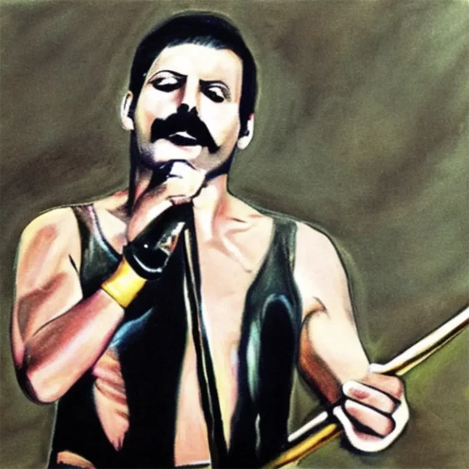 Freddie Mercury in the style of Lucian Michael Freud     5